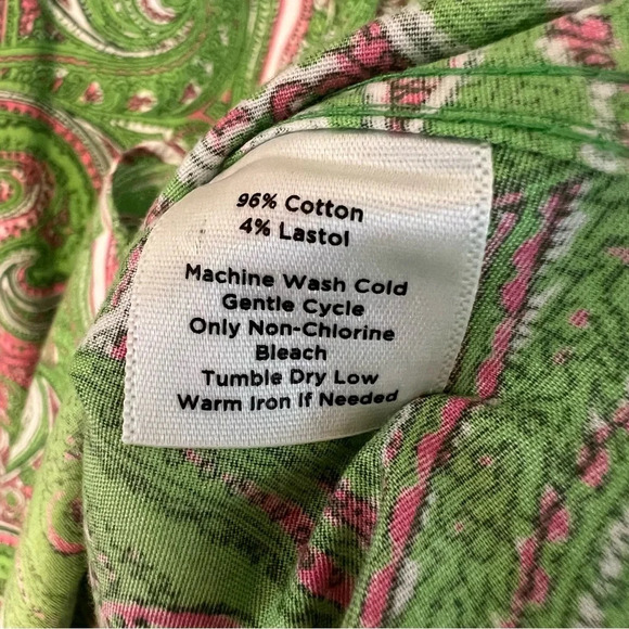 Talbots Woman Paisley Button Front Shirt Green Pink 24W Haberdashery Classic - Picture 5 of 5